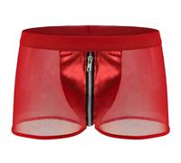 Unterwäsche Herren Boxershort Sexy Boxershorts für Männer Front Reißverschluss Reizwäsche Sport Slip Elastizität Slips Sexy Erotische Latex Herren Slip mit Eingriff Und Weich Tragegefühl Angenehmes