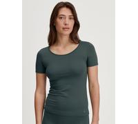 Unterziehshirt CALIDA "Natural Comfort", Damen, Gr. M (44/46), N-Gr, deep emerald grün, Single Jersey, Obermaterial: 92% Baumwolle, 8% Elasthan, normal, Rundhals, Unterhemden, mit Rundhals und reduzie