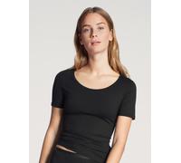 Unterziehshirt CALIDA "Natural Comfort", Damen, Gr. XS (36/38), N-Gr, schwarz, Single Jersey, Obermaterial: 92% Baumwolle, 8% Elasthan, unifarben, normal, Rundhals, Unterhemden, mit Rundhals und reduz