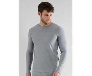 Unterziehshirt GÖTZBURG "Thermo", Herren, Gr. 5M, N-Gr, grau (grau, mittel, melange), Single Jersey, Obermaterial: 55% Baumwolle, 40% Polyester, 5% Elasthan, meliert, bequem, Rundhals, Unterhemden, Ru