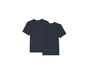 Unterziehshirt MARC O'POLO "Essentials", Herren, Gr. M, N-Gr, schwarz navy, Jersey, Obermaterial: 95% Baumwolle, 5% Elasthan, bequem, V-Ausschnitt, Unterhemden, mit V-Ausschnitt und kurzem Arm (481497