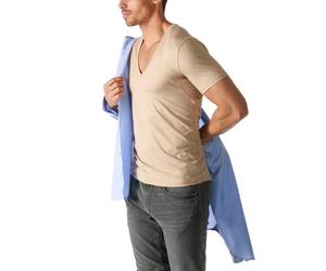 Unterziehshirt MEY "DRY COTTON FUNCTIONAL", Herren, Gr. 8, N-Gr, Kurzarm aus Single Jersey, beige (natur), Single Jersey, Obermaterial: 57% Baumwolle, 38% Polyester, 5% Elasthan. Einsatz: 87% Polyeste