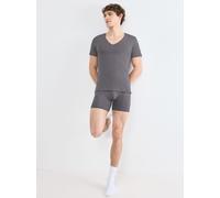 Unterziehshirt SLOGGI "SLG Base V Neck Shirt", Herren, Gr. L, N-Gr, grau (shiver), Single Jersey, Obermaterial: 95% Baumwolle, 5% Elasthan, Unterhemden, weiches und edles Material (48524319-L) shiver