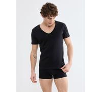Unterziehshirt SLOGGI "SLG Base V Neck Shirt", Herren, Gr. M, N-Gr, schwarz, Single Jersey, Obermaterial: 95% Baumwolle, 5% Elasthan, Unterhemden, weiches und edles Material (89192440-M) schwarz