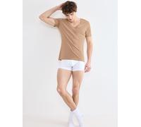 Unterziehshirt SLOGGI "SLG Base V Neck Shirt", Herren, Gr. XL, N-Gr, beige (smoked sand), Single Jersey, Obermaterial: 95% Baumwolle, 5% Elasthan, Unterhemden, weiches und edles Material (63949716-XL)