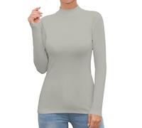 UNTYHOTS Langärmeliges Damen-T-Shirt mit Rollkragen, Antik Zinn, Klein