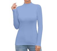 UNTYHOTS Langärmeliges Damen-T-Shirt mit Rollkragen, Blue Nova, XX-Large