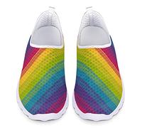 UOIMAG Bunte Streifen Krankenschwester Schuhe Regenbogen Print Fashion Sneaker Schuhe Leichte Slip On Schuhe Atmungsaktiv, 39EU