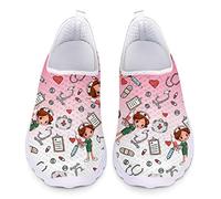 UOIMAG Cute Nurse Pattern Rosa Krankenschwester Casual Slip On Schuhe Atmungsaktive Mesh Flat Sport Sneaker 38EU