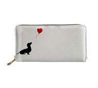 UOIMAG Damen-Geldbörse, lang, PU-Leder, Clutch, Kartenhalter, Organizer, Mädchen, Geschenktaschen, Dackel-Herz-Ballon, ONE SIZE-20x11x2.5CM, modisch