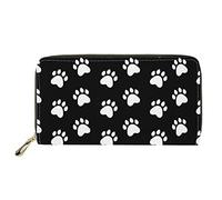 UOIMAG Damen-Geldbörse, lang, PU-Leder, Clutch, Kartenhalter, Organizer, Mädchen, Geschenktaschen, Schwarz / Weiß Hundepfoten, ONE SIZE-20x11x2.5CM, Casual