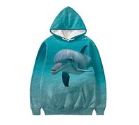UOIMAG Damen Hoodie Sweatshirt mit Tasche Langarm Pullover T-Shirt Tops Tuniken für Sport, Delfin, XX-Large