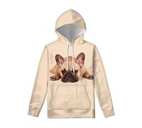 UOIMAG Damen Hoodie Sweatshirt mit Tasche Langarm Pullover T-Shirt Tops Tuniken für Sport, Französische Bulldogge, XS
