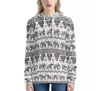 UOIMAG Damen Hoodie Sweatshirt mit Tasche Langarm Pullover T-Shirt Tops Tuniken XS-5XL Größe, Elefanten, 36