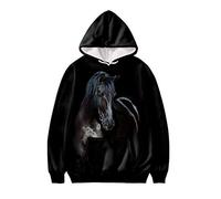 UOIMAG Damen Hoodie Sweatshirt mit Tasche Langarm Pullover T-Shirt Tops Tuniken XS-5XL Größe, pferd, 42