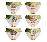 UOIMAG Damen-Unterwäsche-Set, 6 Packungen, Slips, Hipster-Hosen für Mädchen, elastisch, weich, mittelgeschnitten, nahtlos, Gag-Geschenk für Junggesellinnenabschied, Katze im Korb, S