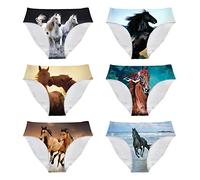 UOIMAG Damen-Unterwäsche-Set, 6 Packungen, Slips, Hipster-Hosen für Mädchen, elastisch, weich, mittelgeschnitten, nahtlos, Gag-Geschenk für Junggesellinnenabschied, Pferde, M