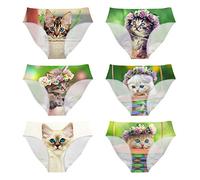 UOIMAG Damen-Unterwäsche-Set, 6 Packungen, Slips, Hipster-Hosen für Mädchen, elastisch, weich, mittelgeschnitten, nahtlos, Gag-Geschenk für Junggesellinnenabschied, Katzendesign, M