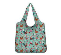 UOIMAG Einkaufstasche mit Hühnerblumen, lässig, Geschenk, wiederverwendbare Einkaufstasche für Damen, Teenager, Mädchen