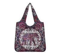 UOIMAG Einkaufstasche mit Mandala-Blumen- und Elefantenmotiv, umweltfreundliche Schultertasche, lässig, für Reisen, Pinic, Party, Geschenk