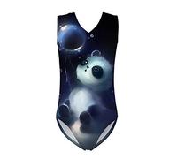 UOIMAG Einteiliger Badeanzug für Mädchen, ärmellos, Bademode, Sunmer, Strandkleidung, Ballett, Tanzen, Gymnastik, Geschenk für Kinder, Cute Panda Print, 9-10 Jahre