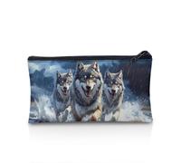 UOIMAG Federmäppchen, Federmäppchen, Reißverschluss, Aufbewahrungstasche, Schule, Schreibwaren, Stifteetui, Bürobedarf, Wolf Running, Einheitsgröße, Schulranzen