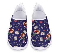 UOIMAG Frauen Blue Nurse Schuhe - Flache Slip-On Atmungsaktive Mesh Leichte Sport Turnschuhe 39EU