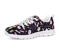 UOIMAG Frauen Geschenk Sneaker Schuhe Krankenschwester Trainer Medizinisches Muster Freizeitschuhe Weiche Spitze Mesh Schuhe für Mädchen Flache Freizeitschuhe 35EU
