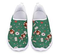 UOIMAG Frauen Krankenschwester Schuhe Süße grüne Krankenschwester Slip On Schuhe Casual Mesh Schuhe Leichte Sport Turnschuhe 41EU