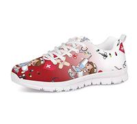 UOIMAG Frauen Sneaker Schuhe Mädchen Geschenk Trainer Weiche Spitze Mesh Schuhe Atmungsaktive Leichte Freizeitschuhe Sportschuhe Gradient Red Nurse Medical Pattern 45EU