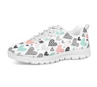 UOIMAG Frauen Trainer Bär Herz Muster Sneaker Schuhe Soft Air Mesh Laufschuhe Leichte Schnür-Freizeitschuhe 37EU