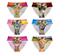 UOIMAG Frauen Unterwäsche-Set 6 Packungen Slips Hipster Hosen für Mädchen Elastische Weiche Unterhosen Mid Cut Nahtlos Panties Gag Geschenk für Junggesellinnenabschied Gr. 36, Katzenblume