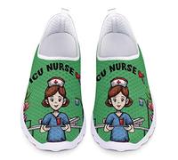 UOIMAG Green Cute Nurse Sneaker Schuhe Geschenk für Frauen Mädchen Casual Slip On Schuhe Atmungsaktive Mesh Schuhe 41EU