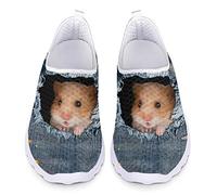 UOIMAG Hamster Mesh Schuhe für Frauen Männer 3D Print niedliche Tier Slip On Schuhe leicht Flache Freizeitschuhe, EU43