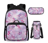 UOIMAG Individueller Rucksack für Jungen mit Namen, Büchertasche und Lunchbox-Set für Mädchen, 8-10, personalisierte Rucksäcke, Name Butterfly, M, Casual