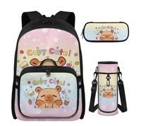 UOIMAG Kinder-Büchertasche mit Lunchbox für Mädchen, Alter 8-10 Jahre, Grundschulrucksack für Jungen, leicht, Capybara Cute Gradient, M, Casual