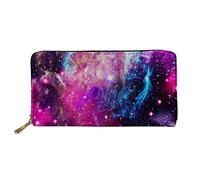 UOIMAG Lange Damen-Geldbörse, Leder, Clutch, Kreditkartenhalter, Etui, Reißverschluss, Weltraum-Galaxie, ONE SIZE-20x11x2.5CM, modisch