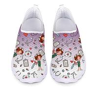 UOIMAG Lila Krankenschwester Schuhe für Frauen - Geschenk Casual Slip-On Atmungsaktive Mesh Flache Sport Sneaker 40EU