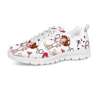 UOIMAG Lovely Nurse Trainer Medizinisches Muster Mesh Sneaker Schuhe Weiche Freizeitschuhe Schnür Freizeitschuhe für Frauen Männer 37EU