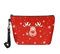 UOIMAG Nette Weihnachten Rentier Kulturbeutel Frauen Geschenk Kosmetiktasche PU Leder Make-up Halter Taschen