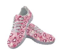 UOIMAG Pink Heart Shoes Valentine Shoes for Women for Casual Work Party Lace Up Lightweight EU35