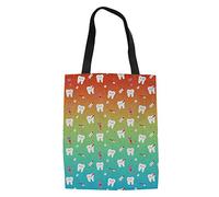 UOIMAG Raibow Bunte Zahn-Tragetasche, wiederverwendbare Leinen-Umhängetasche, Baumwolle, Einkaufstaschen, Geschenk für Frauen und Mädchen