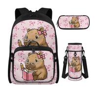 UOIMAG Rucksack für Jungen 10-12, coole Büchertasche und Lunchbox-Set für Mädchen, für Mittelschule, 15,6 Zoll Laptop, Capybara Lesebuch Schleife, M, Casual