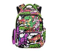 UOIMAG Rucksack für Kinder, Schulranzen, Teenager-Rucksack mit Laptopfach, mehrere Taschen, Dino Skateboard, M, Casual