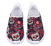 UOIMAG Sugar Skull Slip-On Schuhe für Frauen Männer Skelett Walking Schuhe für Casual Lightweight Wasser Schuhe, EU38