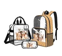 UOIMAG Transparenter Rucksack für Mädchen, Schultasche und Lunchbox, Set 6-8, große Kapazität, robuste Rucksäcke, Welpe, L, Casual
