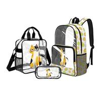 UOIMAG Transparenter Rucksack für Mädchen, Schultasche und Lunchbox, Set für 6-8 kleine Kinder, 43,2 cm, Büchertasche, katze, L, Casual