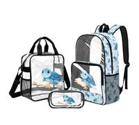 UOIMAG Transparenter Rucksack und Lunchbox für Mädchen im Alter von 6-8 Jahren, Büchertasche, großes Fassungsvermögen, für Schule, Stadion, Veranstaltungen, Meeresschildkröte, L, Casual