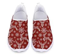 UOIMAG Weihnachten Schuhe für Frauen Männer Rot Rentier Schneeflocke Mesh Schuhe Leichtgewicht Xmas Walking Schuhe, EU42