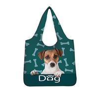UOIMAG Wiederverwendbare Einkaufstasche für Damen, Jack Russell Terrier, niedlicher Hundedruck, lässige Umhängetasche, Reisen, Strand, Einkaufstasche
